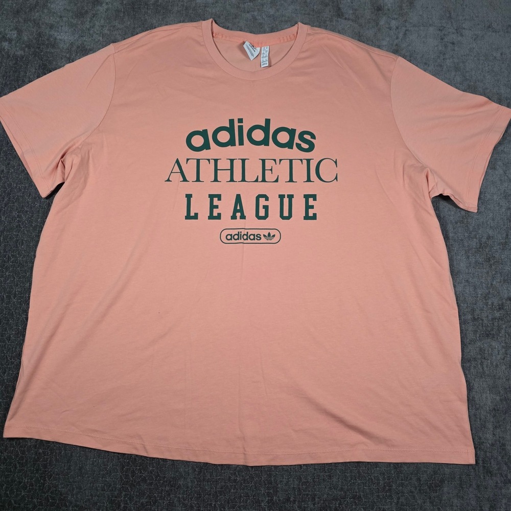 Adidas Originals Athletic League T-Shirt Mens 4XL Pink Green Trefoil Logo Tee